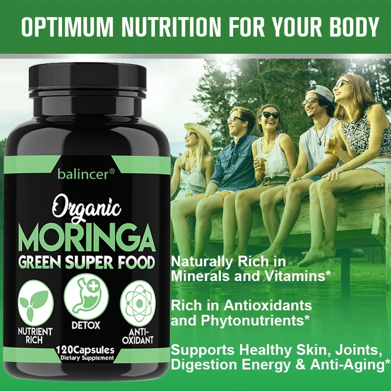 Moringa Capsules - Helps with Healthy Circulation of The Eyes, Brain and Digestive System, Fights Fatigue, and Improves Immunity