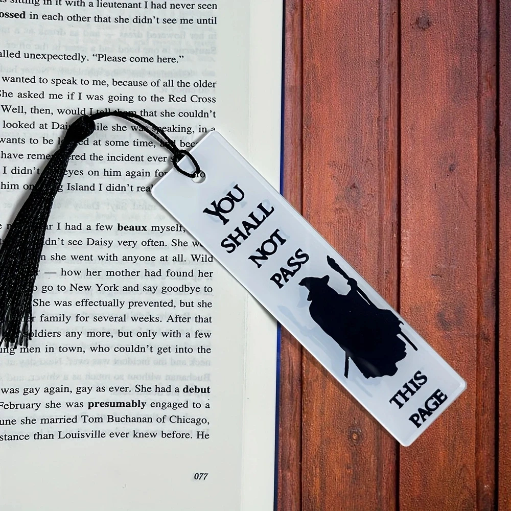 Marcapáginas "YOU SHALL NOT PASS THIS PAGE" con borla, regalo para entusiastas de la lectura, estudiante, amigo