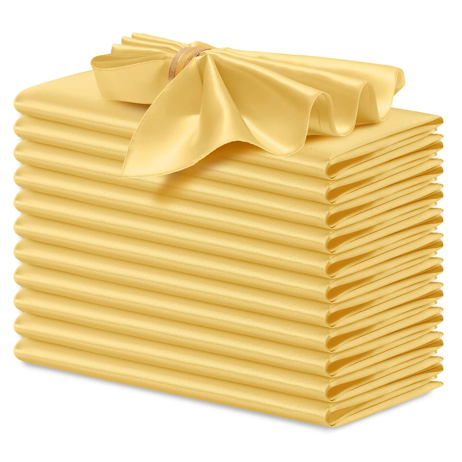 Set of 12 30x30cm Christmas Gold Satin Napkin  Soft Table Napkins for Romantic Wedding Party Dinner Table Decoration