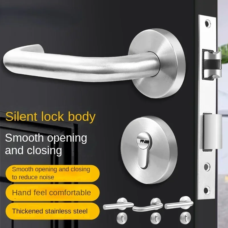 

Stainless Steel Fireproof Indoor Wooden Door Handle Lock, Modern and Simple Engineering Split Lock, Silent Door Lock