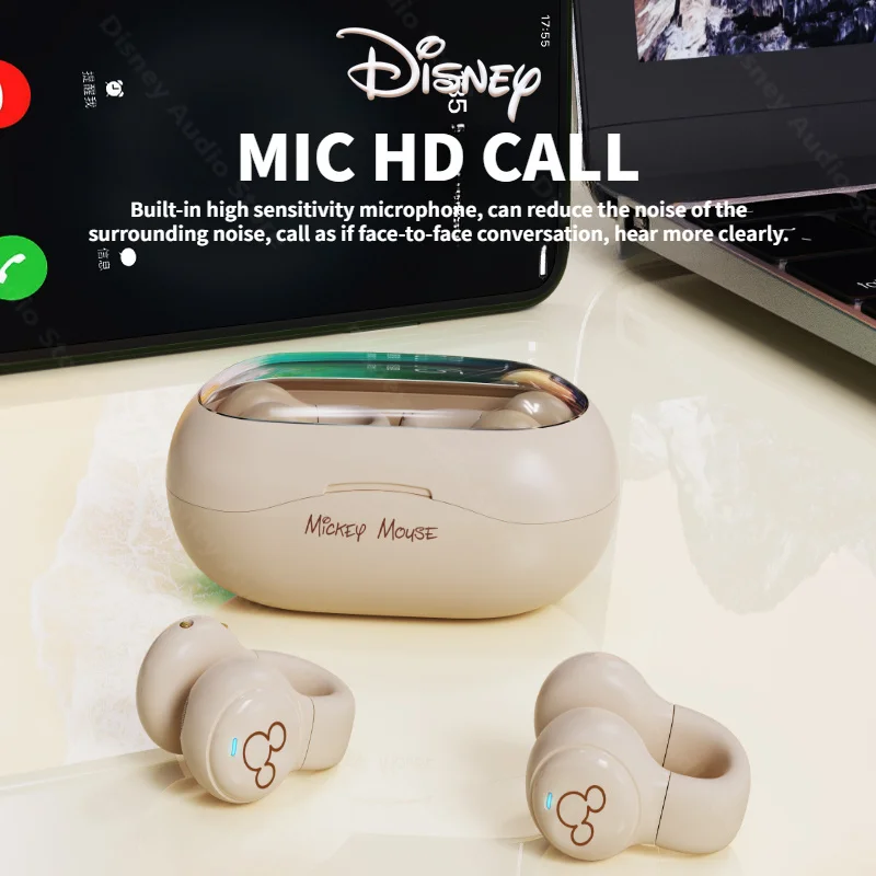 Disney DN12 Clip-On Wireless Earphones HIFI Surround Sound Headphones Earclip Noise Canceling Gaming Sports Bluetooth Headset