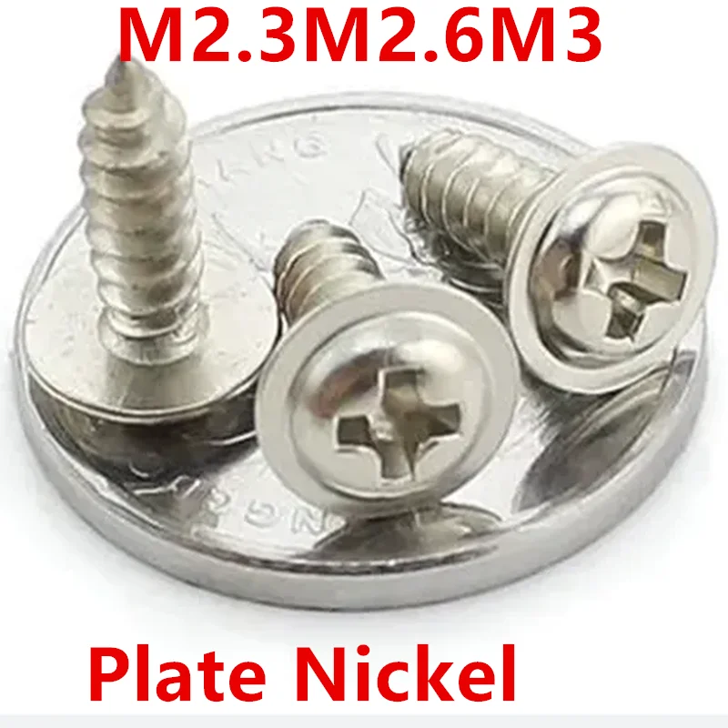 

M2.3M2.6M3M3.5M4M5 plating nickel Iron phillips cross pan round head self tapping washer screws small electronic screw 156