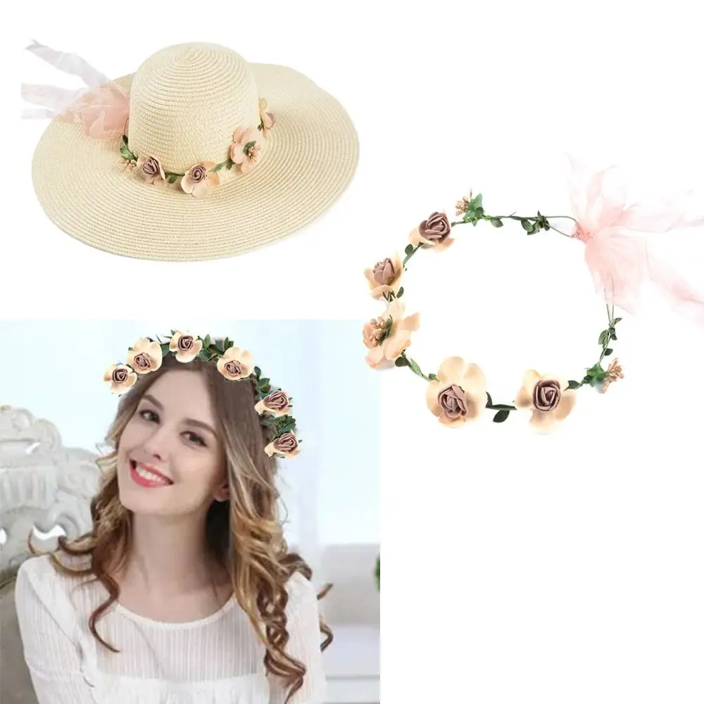 

Hair Jewelry Beach Hat Wreath Hair Band Hairbands Headpiece Headbands Hair Accessories Dual Use Hat Wreath Women Girls Wedding