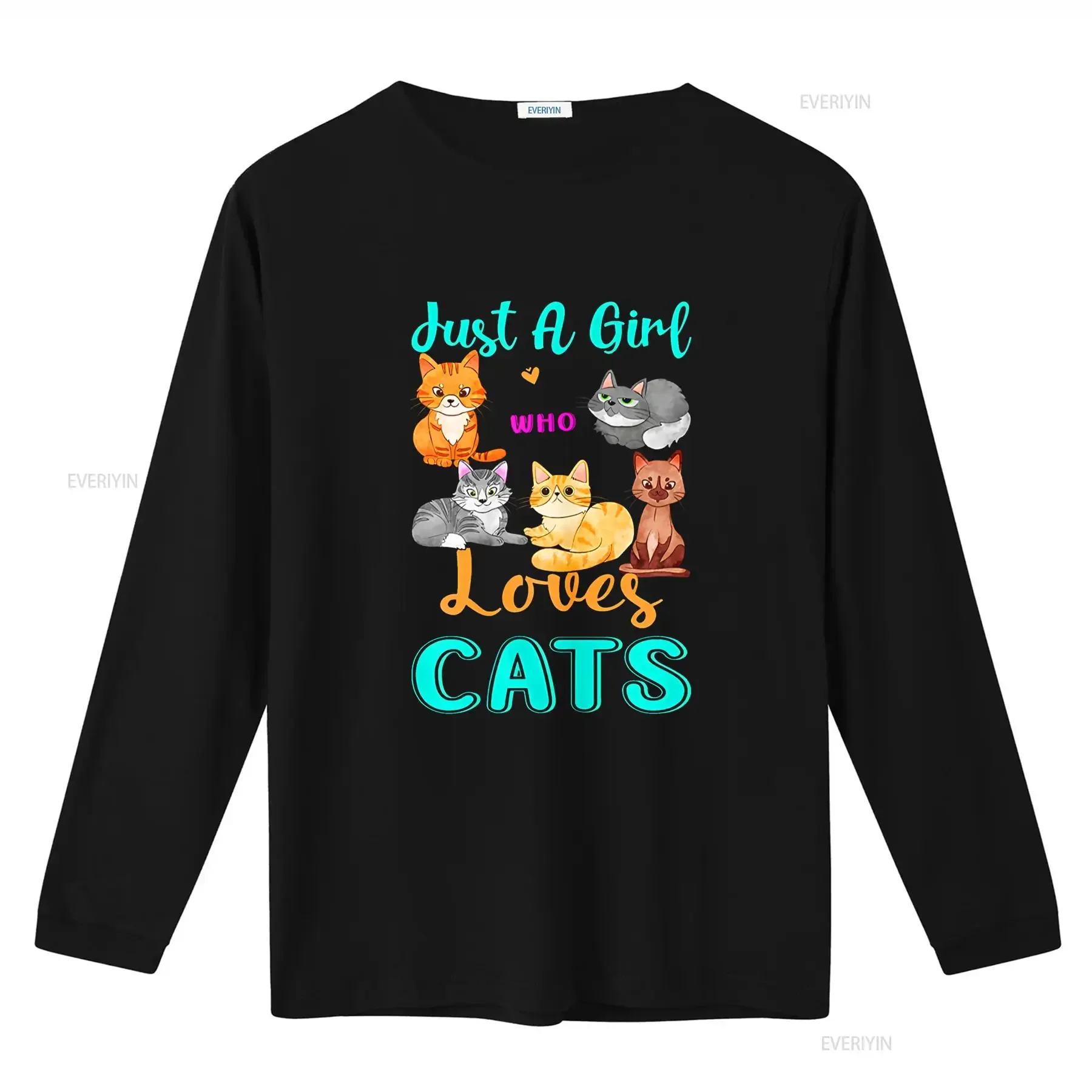مجرد فتاة تحب القطط عاشق s تي شيرت خمر غسلها لينة الرسم مريحة أوم مصمم الملابس عارضة تنوعا #3