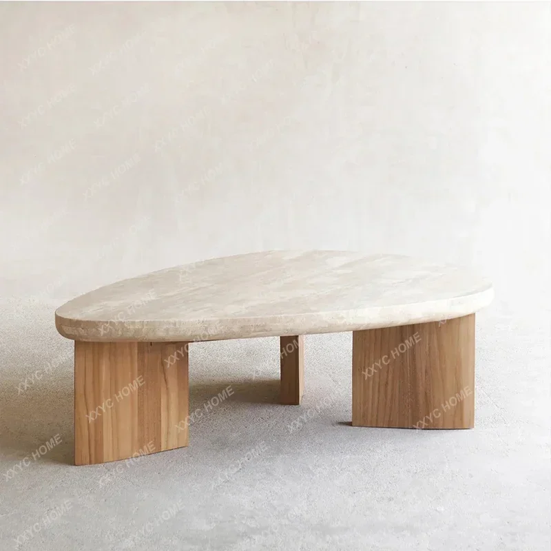

Imported natural travertine coffee table, coffee table creative small apartment household coffee table