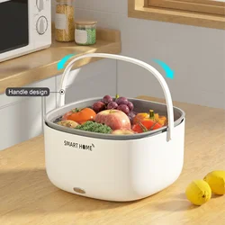 Electric Vegetables Cleaning Machine Purifier Double Drain Basket Bowl Portable Washing Kitchen Strainer Noodle Fruit Basket