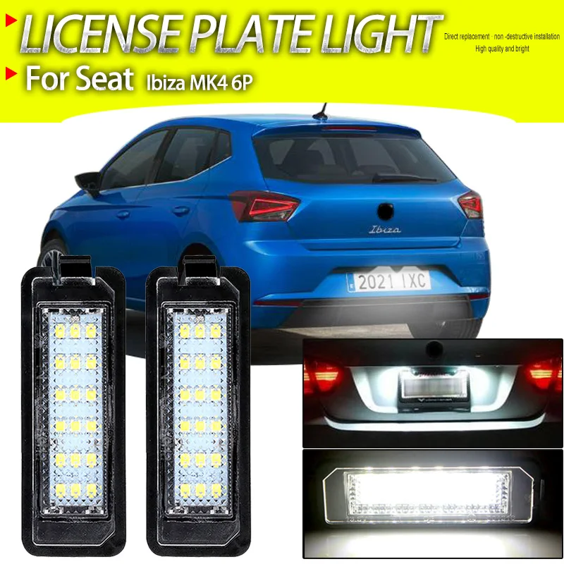 2pcs Canbus Error Free Car LED Number License Plate Lights White Ice Blue DC 12V For Seat Ibiza MK4 6P 2015 2016 2017 the Car