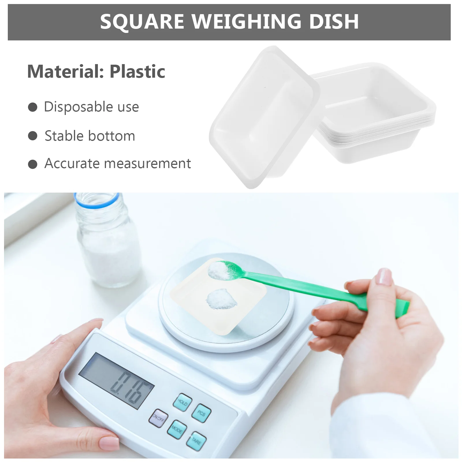 20pcs Anti-Static Weigh Boat Labs Weighing Dish Weighing Tray for Laboratory Plastic Weigh Boat Plastic Weighing Plate