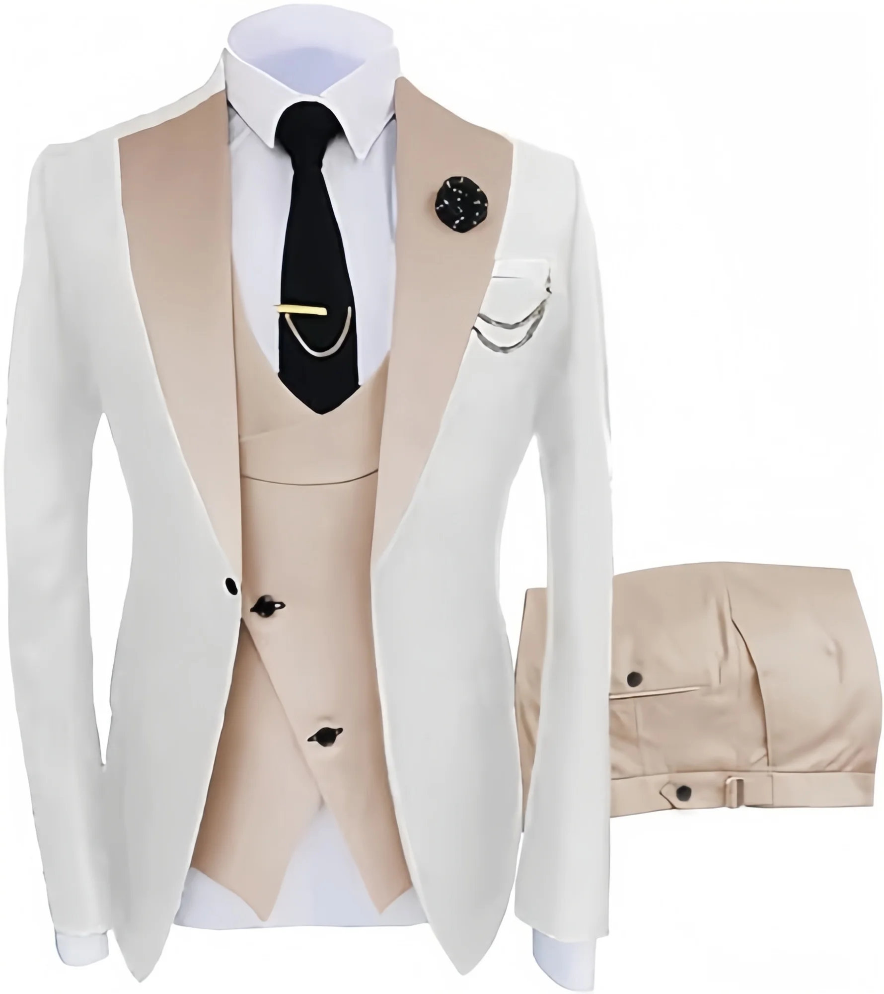 

2024 Peak Lapel Slim Fit Casual Tuxedos Groom 3piece(Blazer+Pants+Vest)Tailor-made sizes Full set Elegant suit for men Mens Suit