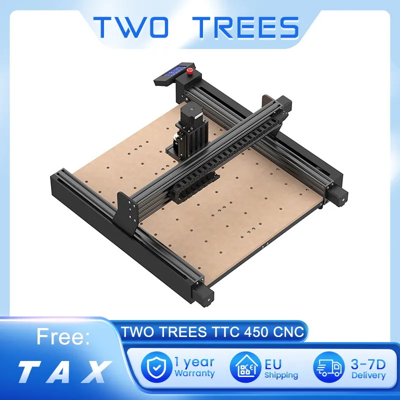 TWO TREES TTC 450 CNC Router Machine 80W Spindle Motor 3-Axis Control, 0.1mm Dimensional Accuracy 460*460*80mm 800mm/min Speed