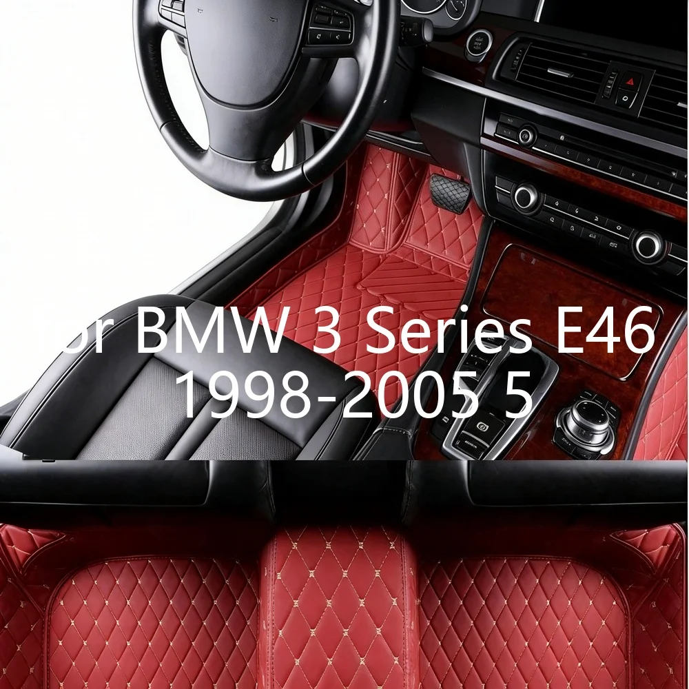 Tappetini in pelle PU a copertura totale per BMW Serie 3 E46 1998-2005, 5 posti, anti-sporco, resistenti all'usura, antiscivolo, tappeti personalizzati per auto, per veicoli elettrici 6f189