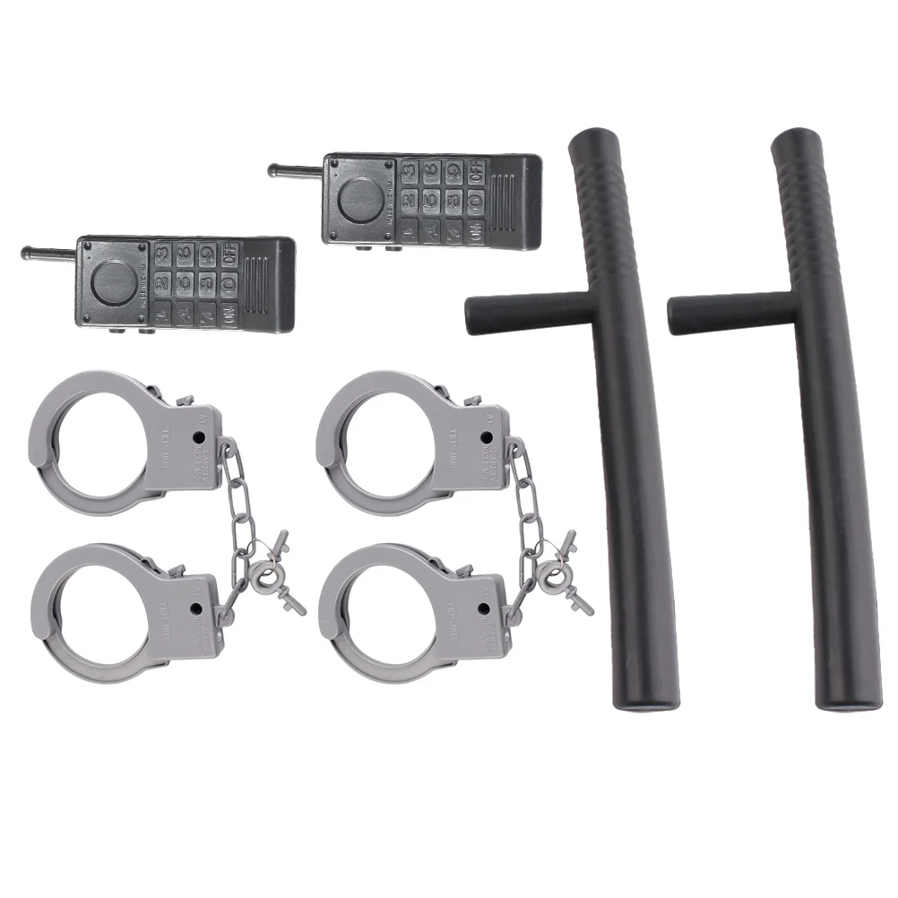 2 Sets Handcuffs Police Halloween Props Kids Cosplay Accessories Policeman Kit Toys for