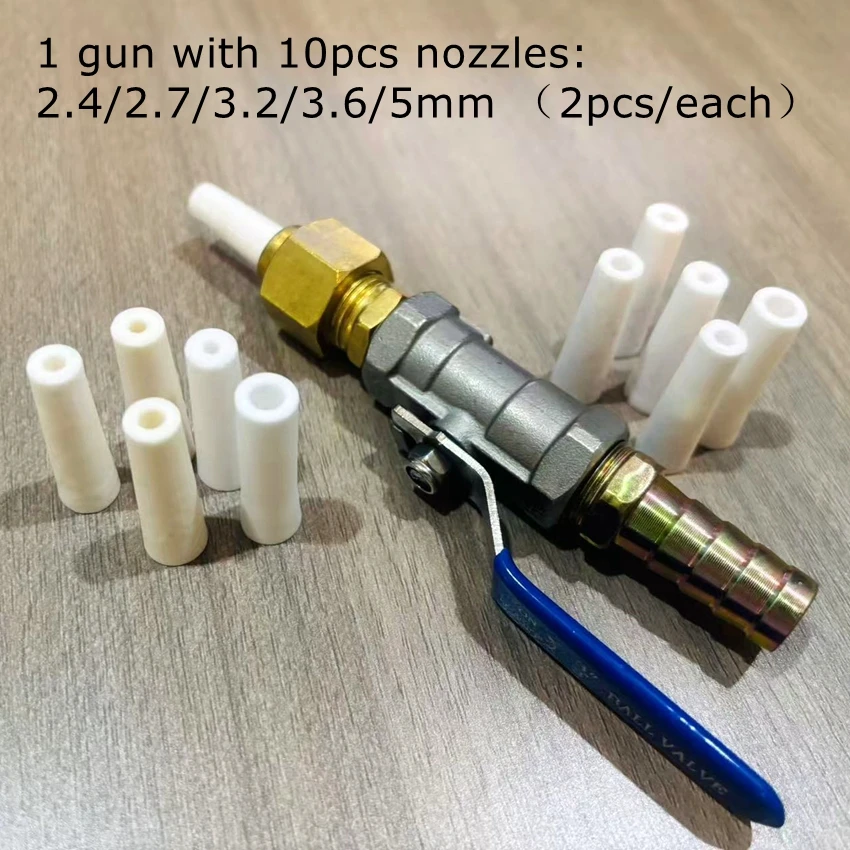 Valve Type Sand Blasting Gun For JL 5/10/20Gallon Sandblaster Tanks, Ceramic Sandblast Nozzles 2.4/2.7/3.2/3.6/5mm