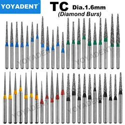 TC Type Dental Diamond Burs Dentistry Drills Dental Bur for High Speed Handpiece Dia.1.6mm Dental Lab Polishing Tools 10pcs/Pack