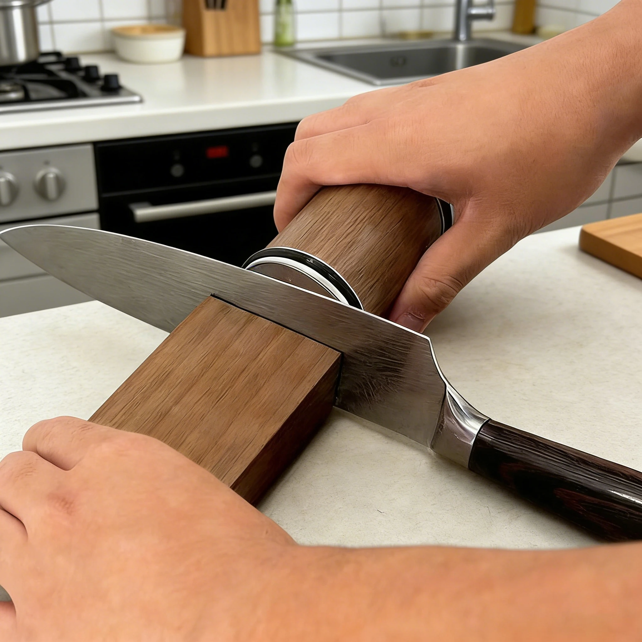 HOT Rollmesser-Schärfer, Rollrad-Messerschärfer aus Wolframstahl, verstellbarer Winkel, Zylinder-Set, Küchenzubehör