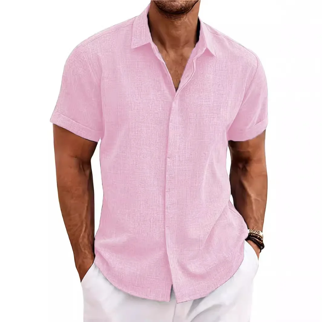

Men's Loose Undershirt Cotton And Linen Shirt Beach Large Size Men's Short-sleeved Shirt
