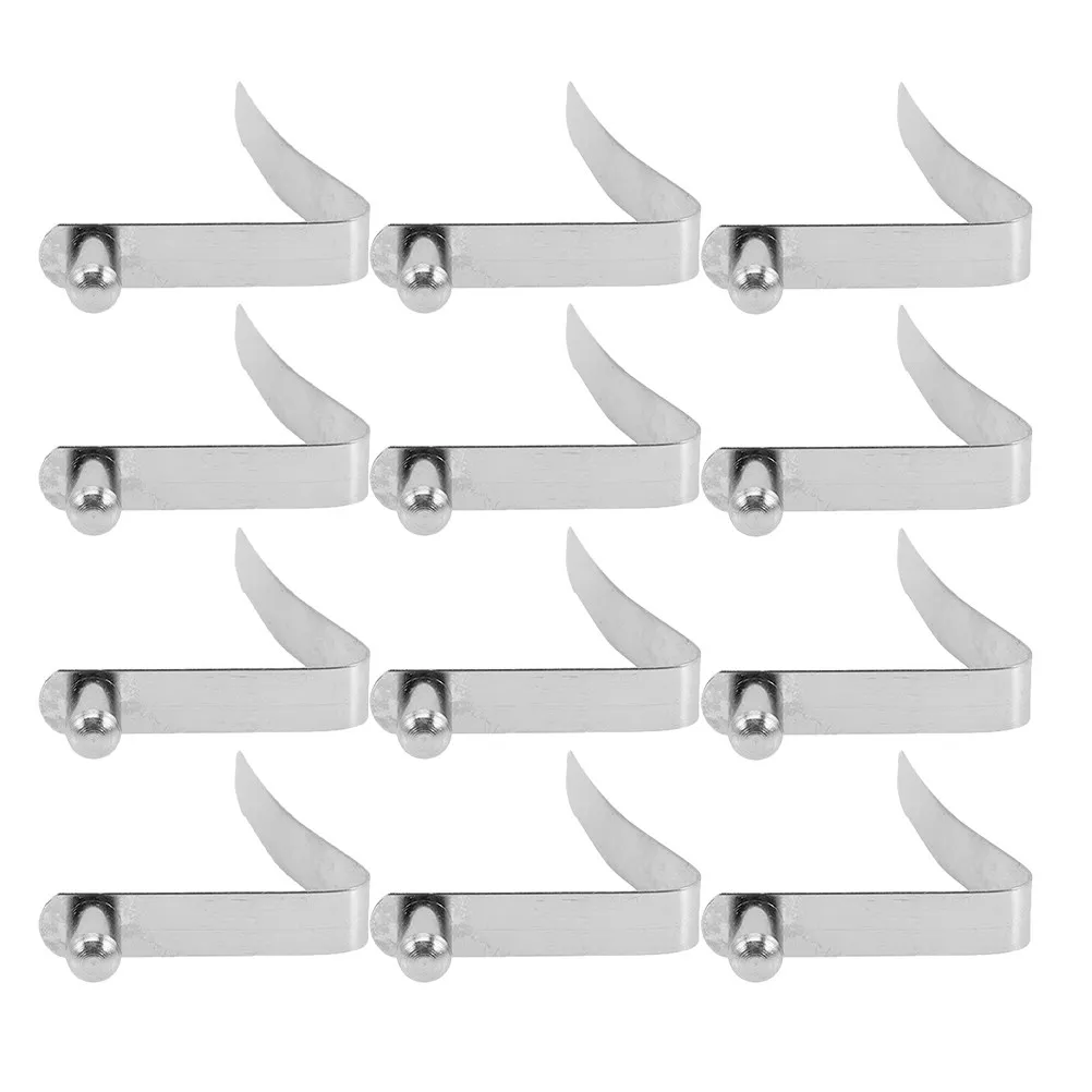 12Pcs V Shape Spring Clip with Push Button Lock Snap Fastener for Round Square Tubes Camping Boating Fishing DIY Repair