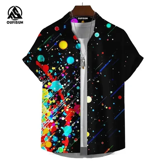 

Casual Men's Shirt Men's Abstract 2024 Summer Hawaiian Shirt Fashion Top Daily Simple Loose Breathable Men's Short Sleeve Shirt