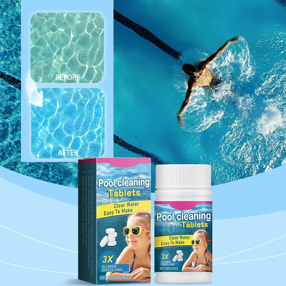 100G Swimming Pool Cleaning Tablets Pool Clear Water Clarifier Tablets Algae Control Stain Removal Cleaner For Spas Ponds H B1S2