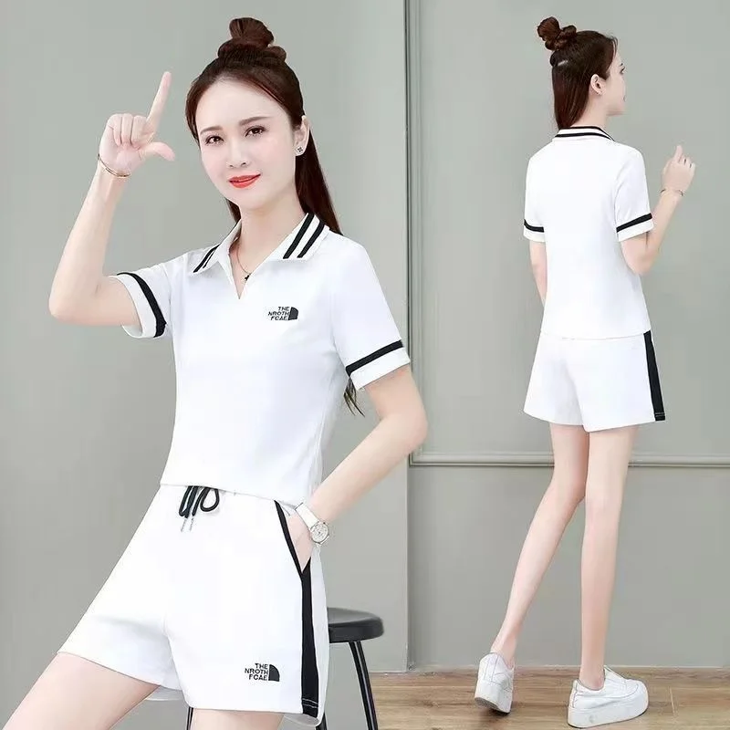 Women\'s Versatile Sports Suit 2023 Spring Summer New Korean Fashion Loose Shorts Running Wear Crop Tops And Pants Two Piece Set