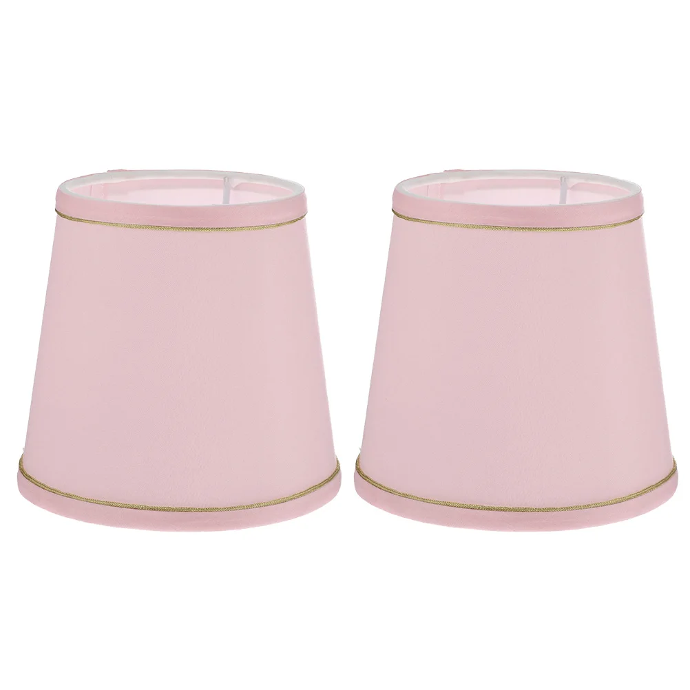 

2pcs Lamp Shades Cloth Fabric Chandelier Ceiling Light Covers Dustproof Oval Pink Household Accessories For Table Floor Bedside