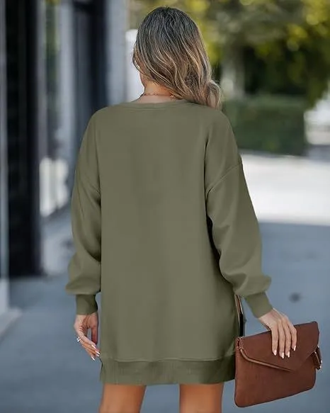 Style Pullover Hoodie Regular Fit Commute Style with Round Neck Asymmetrical No Hood Standard Length Single Women Sweatshirt