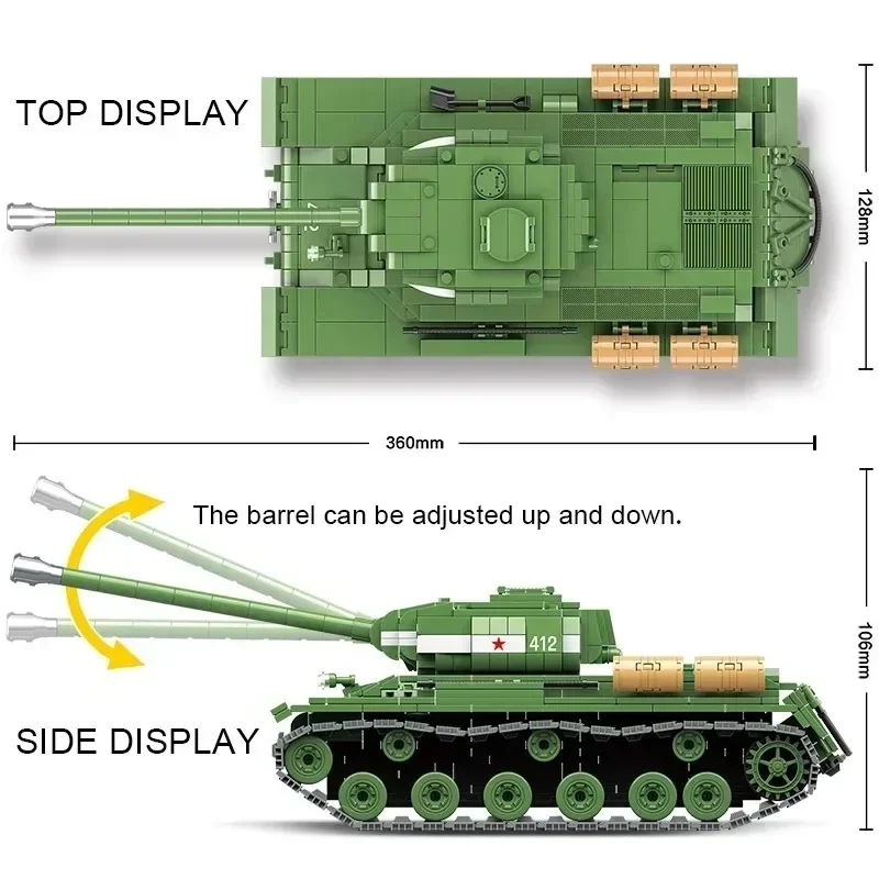 Military World Russia IS-2M Heavy Tank Building Block Toy Collection Model Christmas Birthday Gift for Kids