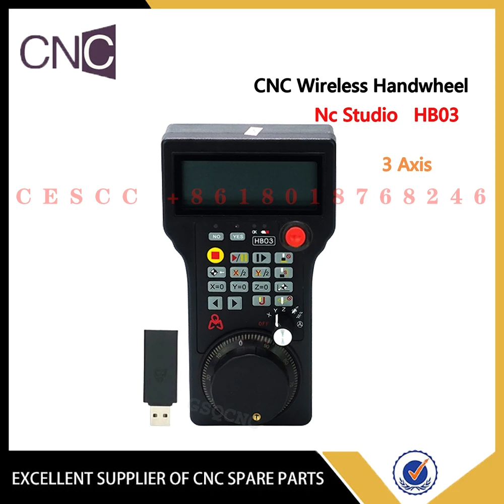 HB03 Nc Studio 3 Sumbu Handwheel Nirkabel MPG Handwheel WEIHONG Pengendali Jarak Jauh untuk CNC Router Pengganti WHB03