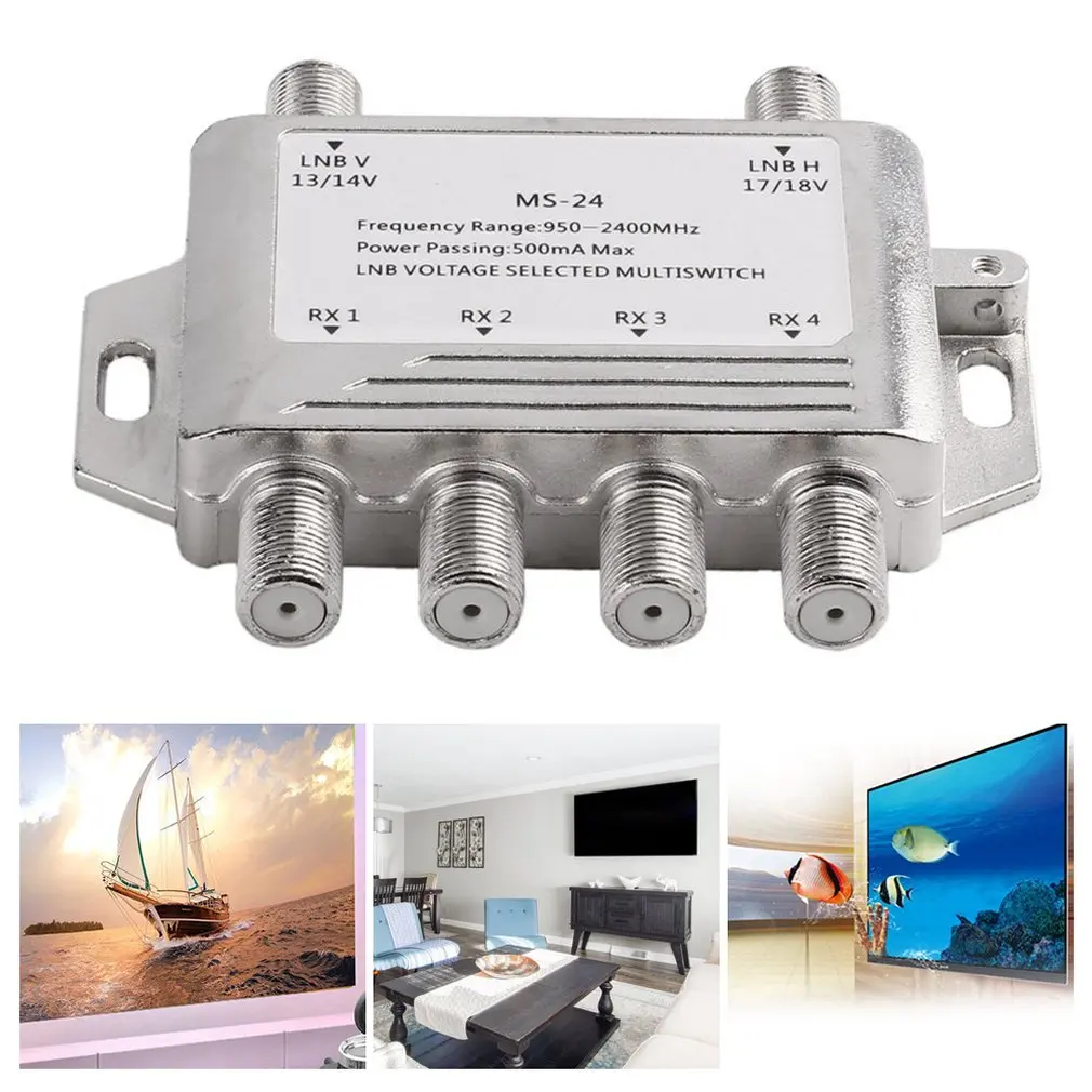 New Mini Portable 2x4 Satellite Signal Multiswitch LNB Voltage Selected 950-2400MHz Multiswitch LNB Receiver Multiswitch