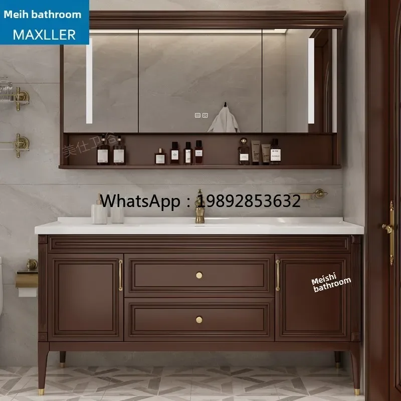 

oak bathroom cabinet combination ceramic integrated basin smart mirror bathroom cabinet floor-to-ceiling washbasin