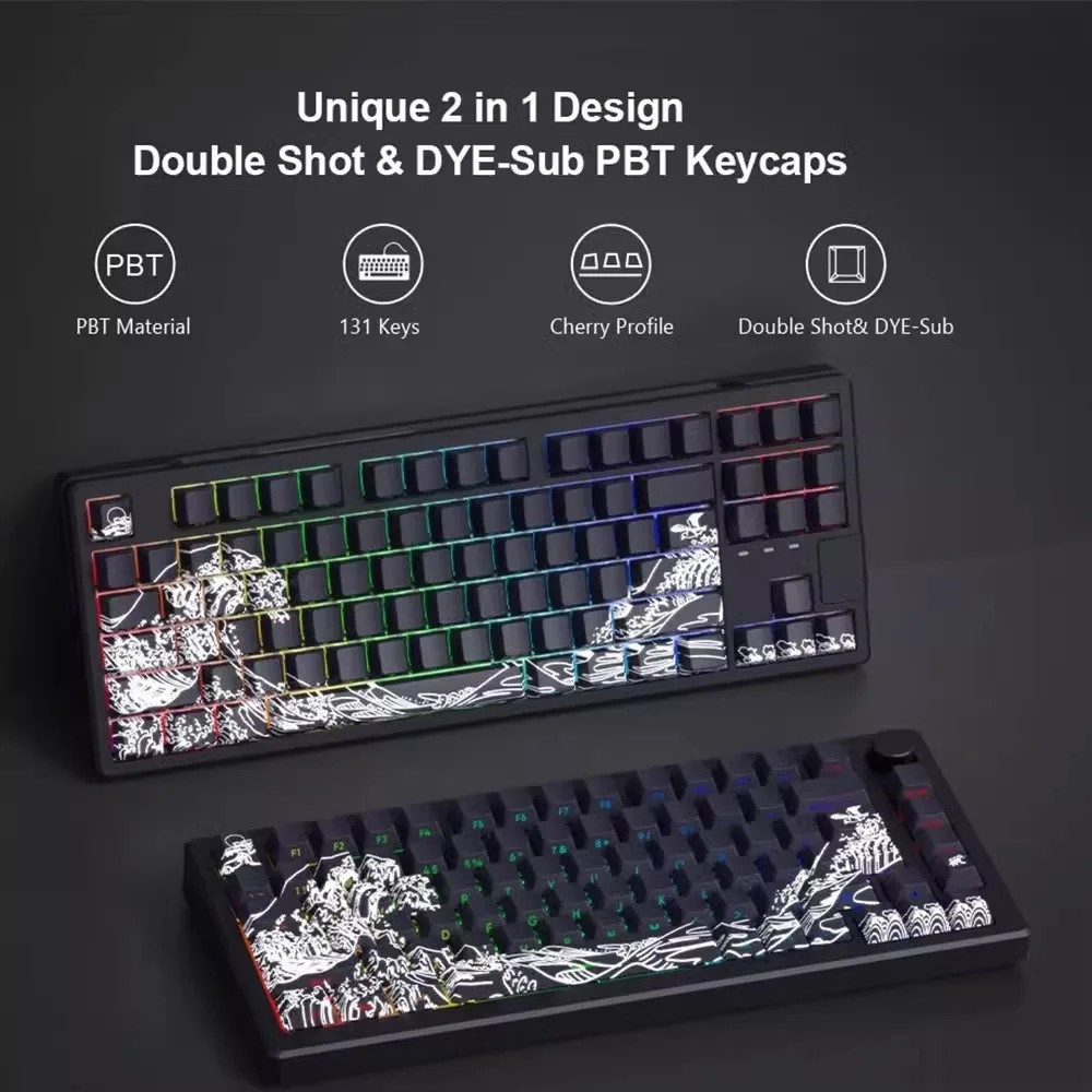 Ukiyo-e original side-engraved transparent keycap PBT creative personality sublimation customization atk68/75/108/key