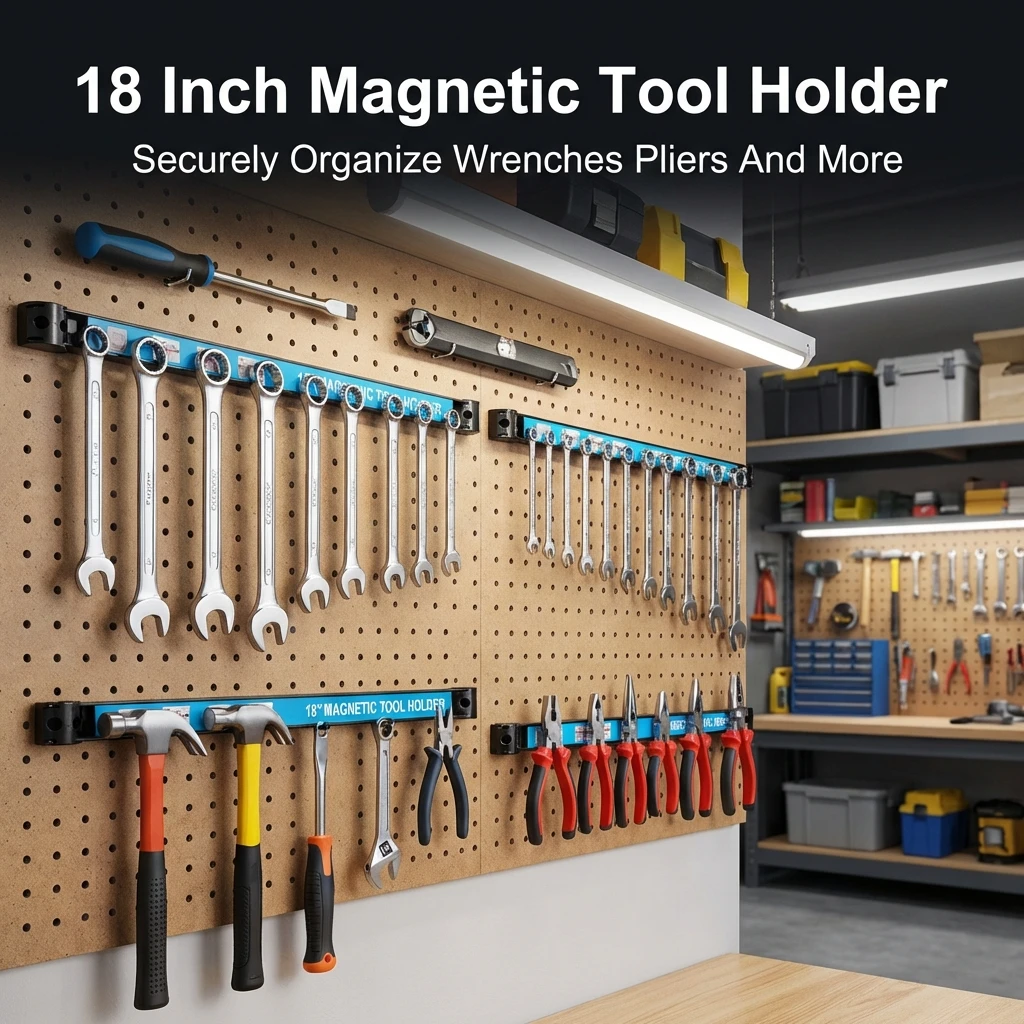 

Magnetic Tool Holder 12/18 Inches Strong Magnetic Strip For Metal Tools Garage Workshop Storage Organizer With Mounting Hardware