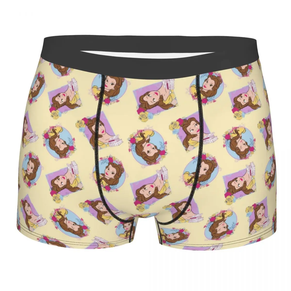 

Custom Male Fashion Belle Cute Cartoon Underwear Beauty And The Beast Boxer Briefs Soft Shorts Panties Underpants