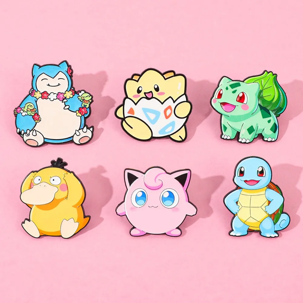 Niedliche Anime-Psychduck-Squirtle-Monster-Emaille-Anstecknadeln, Broschen-Abzeichen für Rucksäcke, Kostümschmuck, Geschenke für Freunde