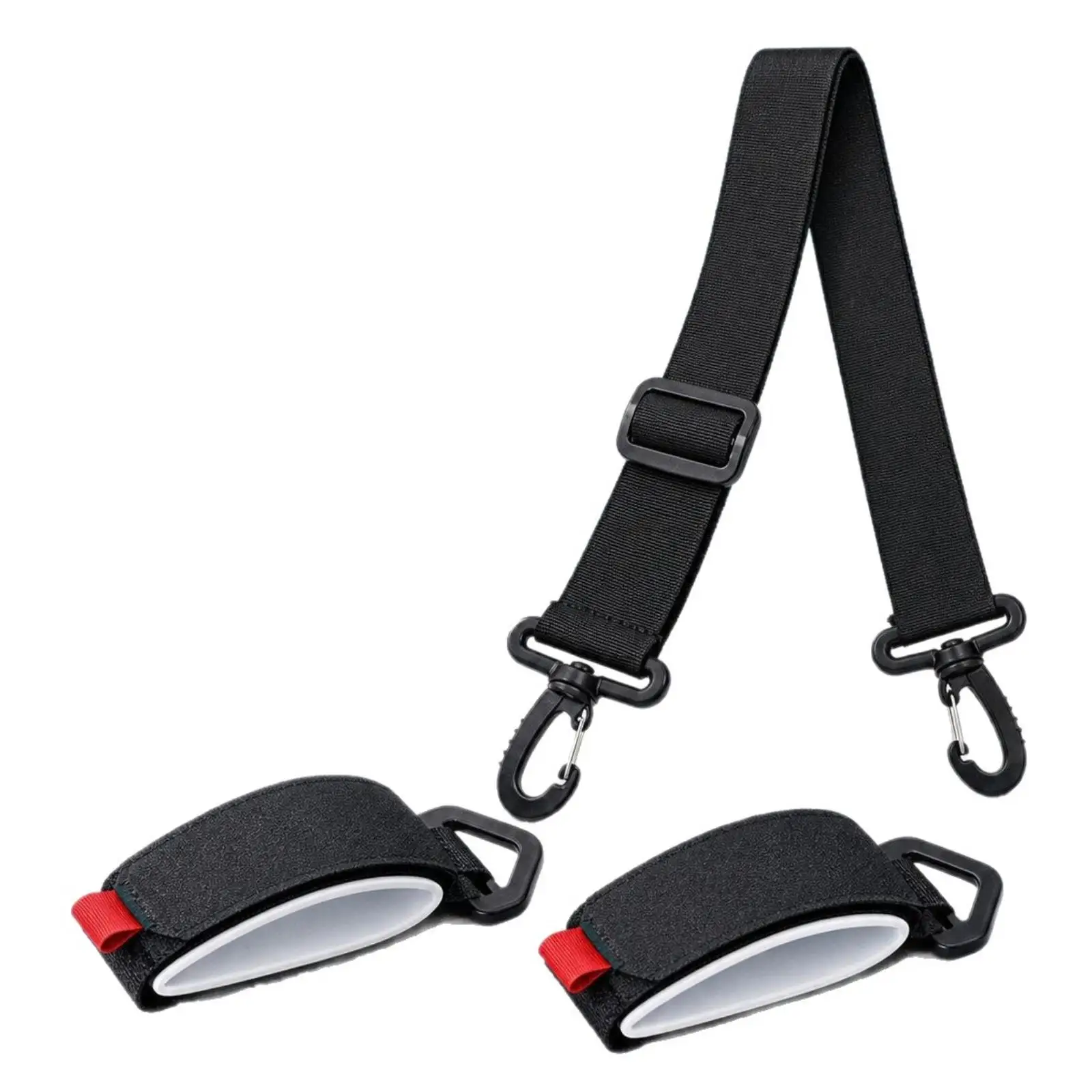 Hands Free Ski Carrier Strap Black Nylon with Hook Loop for Snowboard Slope Transport
