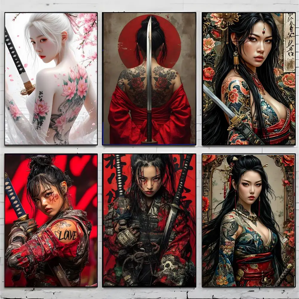 Japanese female samurai Poster Superior Home Space Pub Indoor Decorative Art & Home Decor