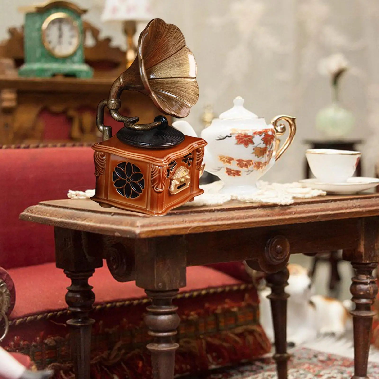 

Dollhouse Gramophone Model Gift Dollhouse Phonograph for Kitchen Living Room