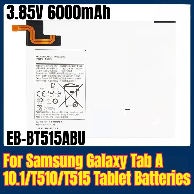 

EB-BT515ABU 3.85V 6000mAh Tablet Batteries for Samsung Galaxy Tab A 10.1/T510/T515