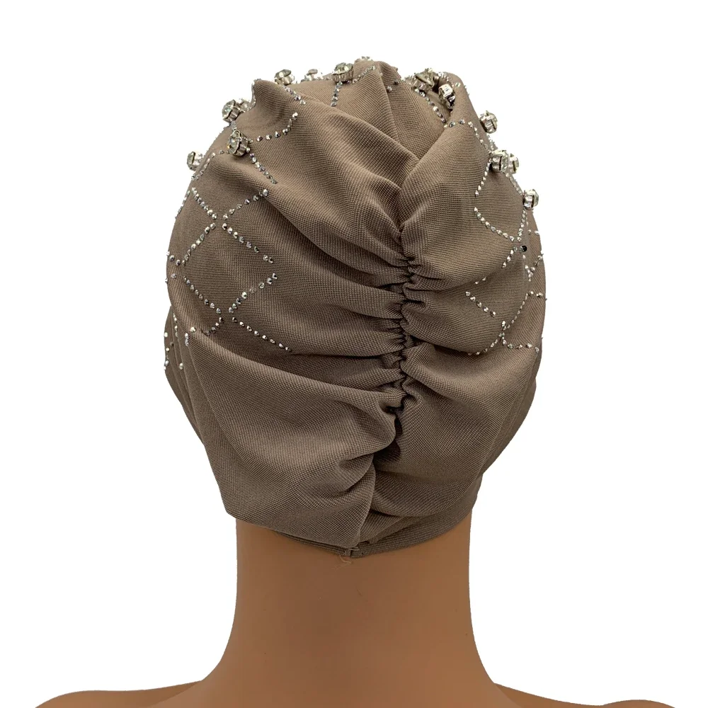 Muslim Inner Hijabs Islam Under Scarf Cap Stretchy Headscarf Bonnet Turbante Mujer Rhinestone Head Wraps for Ramadan Women