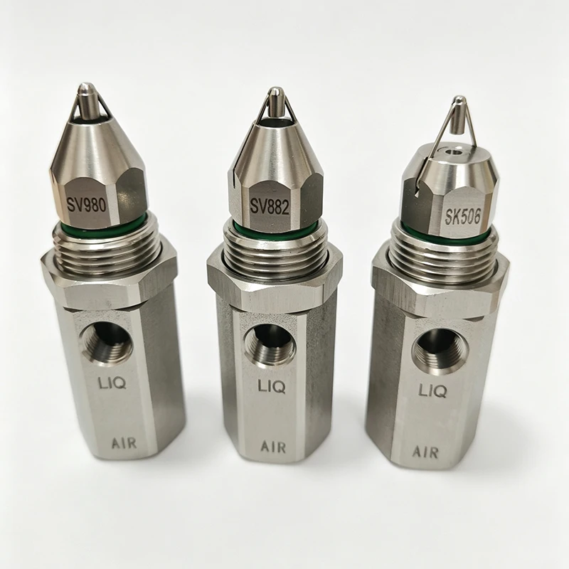 Dry Fog Super Fine Mist Air Atomizing Nozzle30° 60° 80° Ultrasonic Air Atomizer Spray Nozzle Dust Removal SS304 Stainless Steel