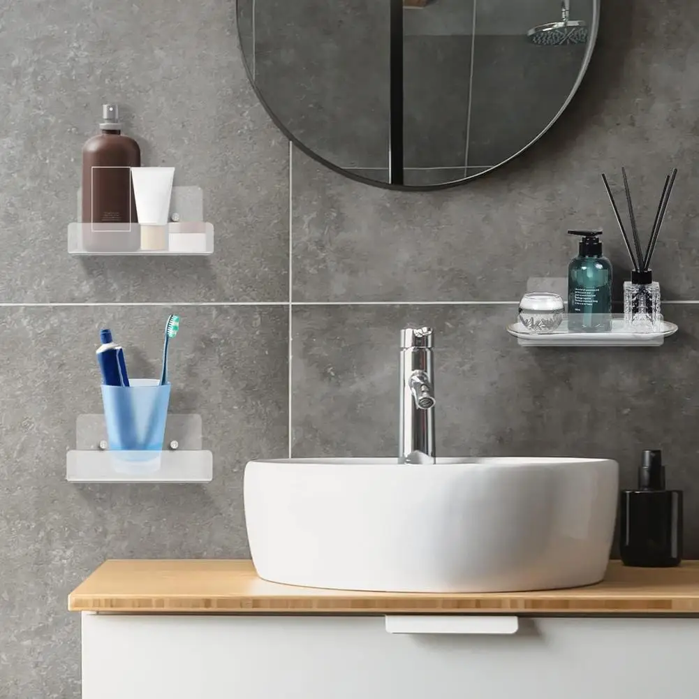 Wall Shelves with Mounting Accessories Floating Wall Shelves 3pcs Acrylic Wall Shelves Set Small Floating Storage Racks for Easy