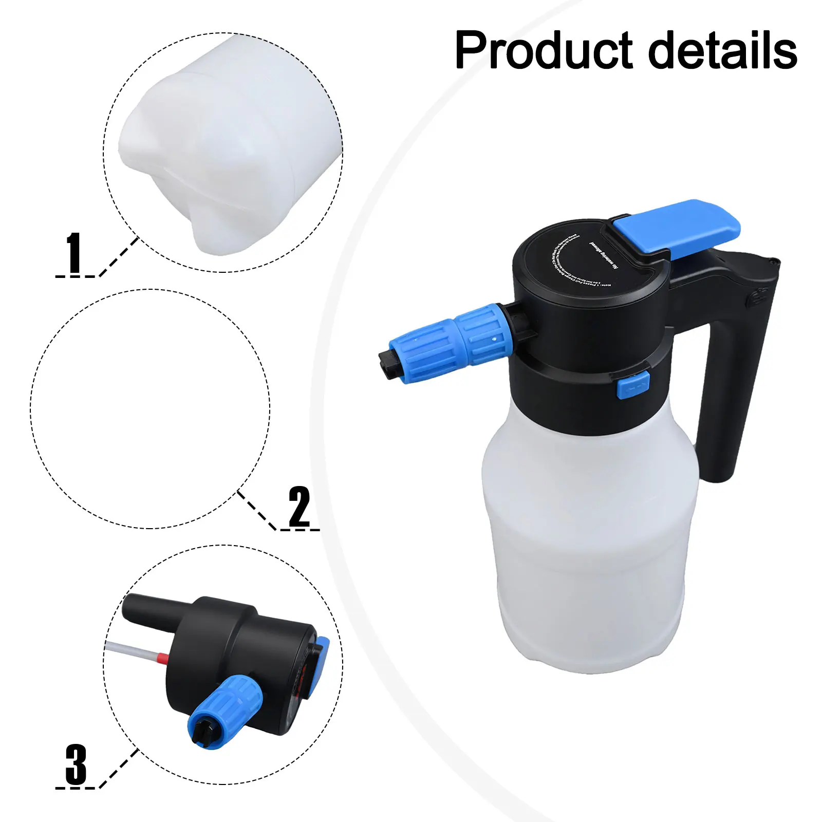 Sleek Design Electric Car Washer with Powerful Foaming Action; Features a USB Charging System and a Generous 1 5 Liter Reservoir