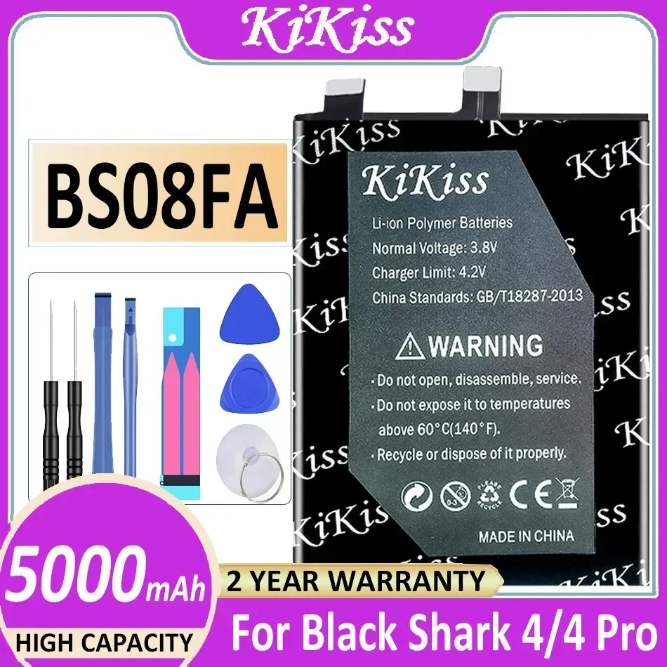 KiKiss 5000mAh BS08FA Battery For Xiaomi Black Shark 4 4Pro Shark4 4 Pro PRS-A0 KSR-A0 Battery Powerful Batterij + Track NO