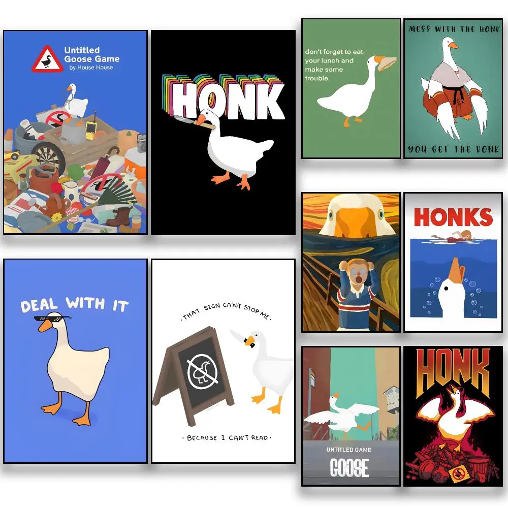 Game U-Untitled Goose Game Comedy Poster HD Removable Wall Art Gift Bedroom Lounge Dorm Office Gaming Cafe Bars