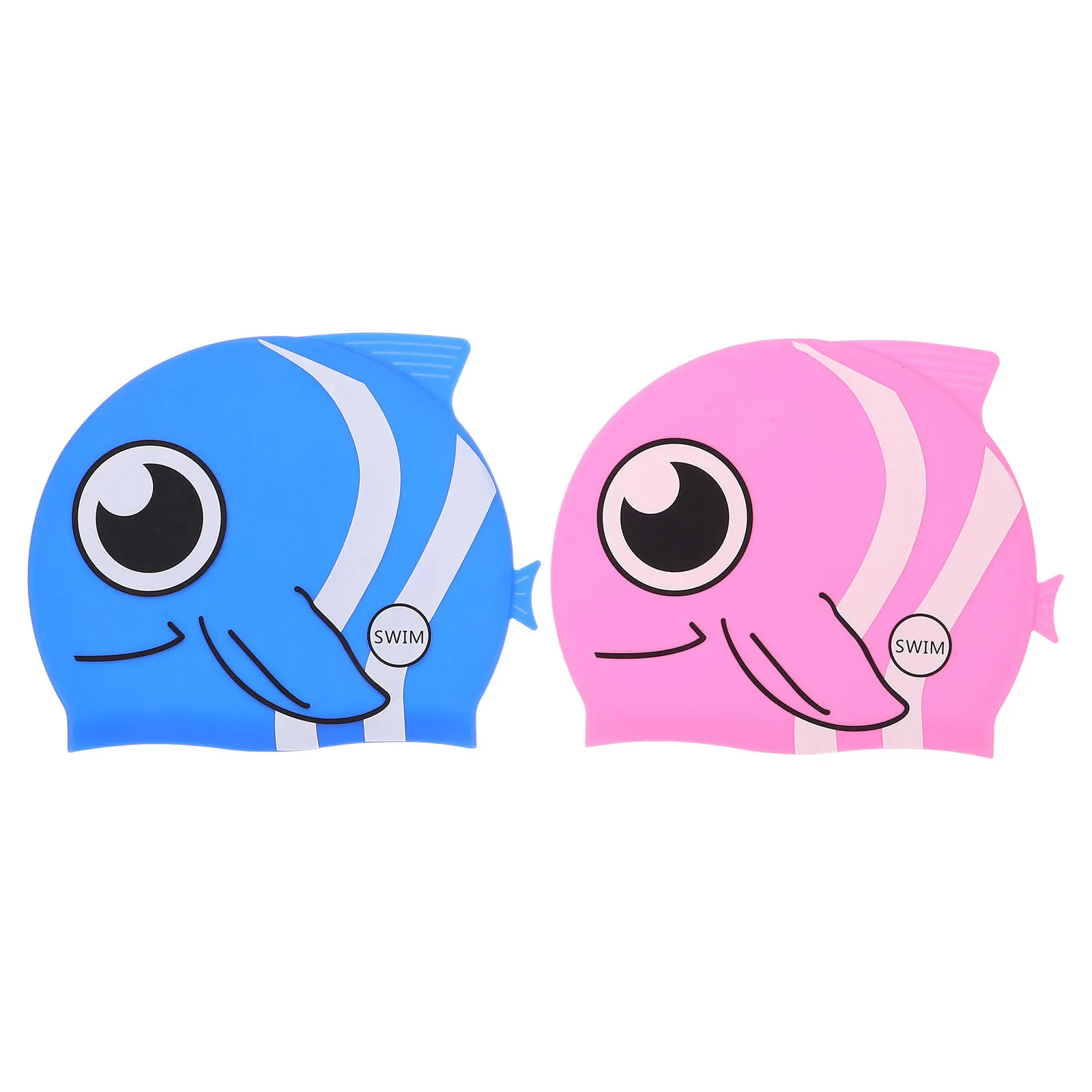 

2Pcs Silicone Swim Cap for Kids Cartoon Fish Design Waterproof Swimming Hat Toddler Bathing Caps Pool Activities