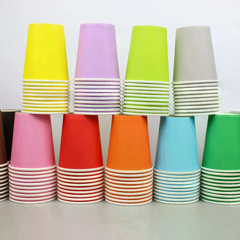 9oz 250ml Solid Thick Paper Cup Disposable Cup Wedding Birthday Party Holiday Disposable Tableware 10PCS