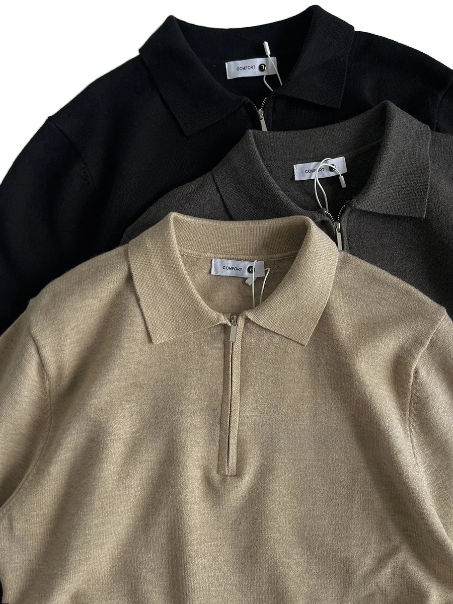 

Soft Long Sve Knitted Sweater Loose Fit Retro Sle f Zip Pullover irt for Men Autumn Winter Casual Wear