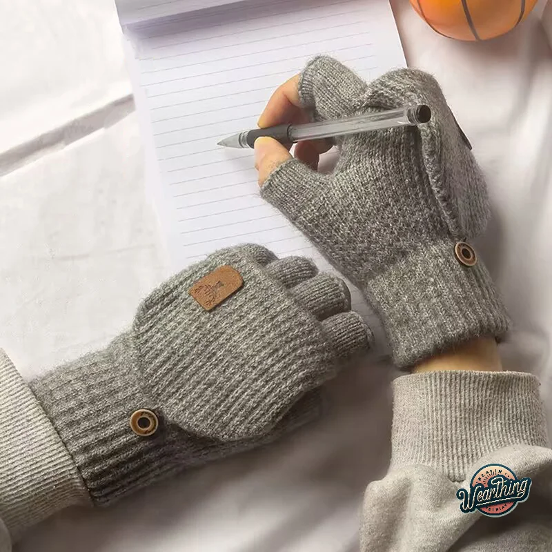 1 paar Winter Frauen Gestrickte Handschuhe Finger Handschuhe Verdicken Warm Touch Screen Für Männer Frauen Warme Halbe Finger Handschuhe Geschenke