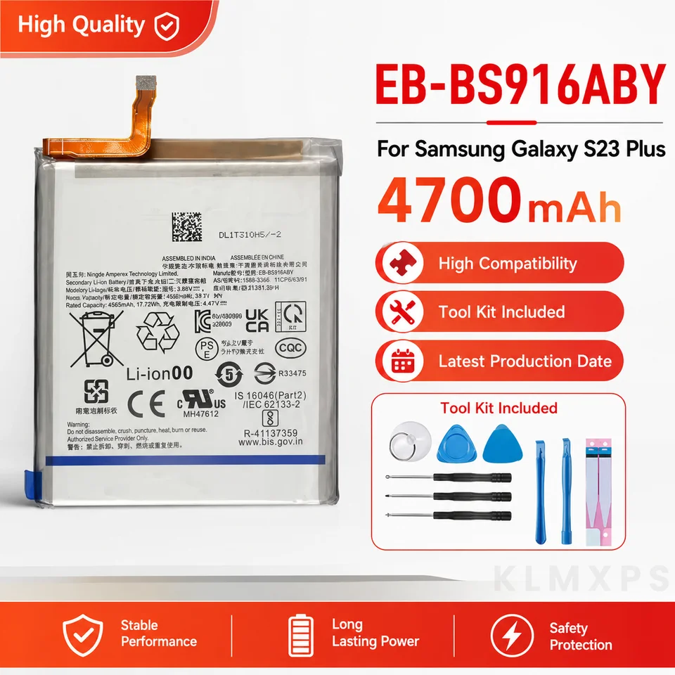 Batería de repuesto para Samsung Galaxy S22 S23 S24 S25 Plus Ultra FE Edge, compatible con EB-BS928ABY EB-BS731AB 6