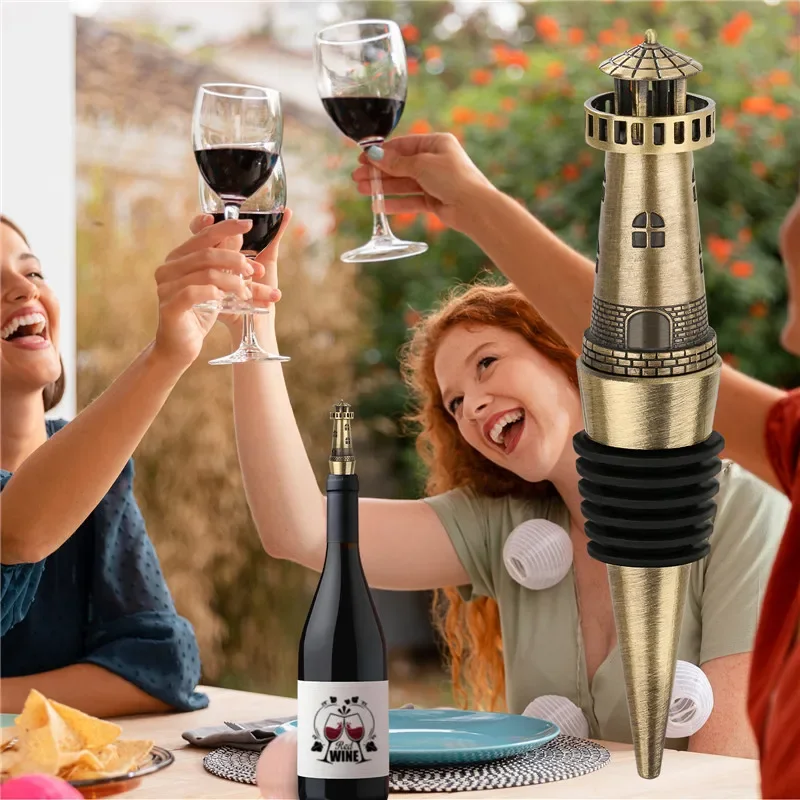 Vintage Metal Bottle Stopper Nautical Lighthouse Wine Stoppers for Party Club Tool Wedding Champagne Savers Accessory